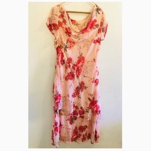 Pink Floral Dress with Sequin Detail